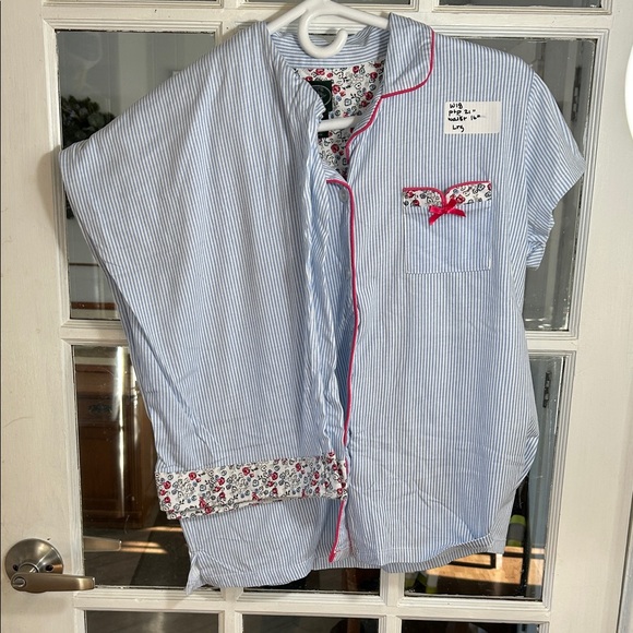 Laura Ashley Other - W18. Laura Ashley Blue and Pink Floral Trim Pinstripe Sleep Set